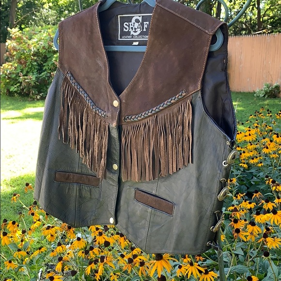 SHAF Other - Men’s leather Fringed vest🍁